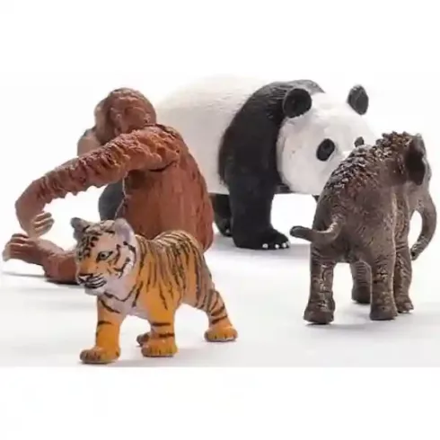 Schleich 42736 Ázsia vadállatai válogatás (kiselefánt, óriáspanda, orangután, tigriskölyök)