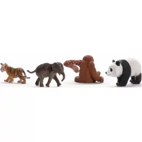 Schleich 42736 Ázsia vadállatai válogatás (kiselefánt, óriáspanda, orangután, tigriskölyök)