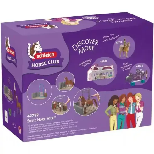 Schleich 42792 Sofia és Amerikai Saddlebred lova a lómosó helyen