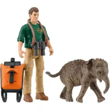 Schleich 81476 Kutató elefántborjúval