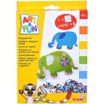   Simba Toys Art & Fun - 1300 darabos vasalható gyöngykészlet elefánt alakú sablonnal
