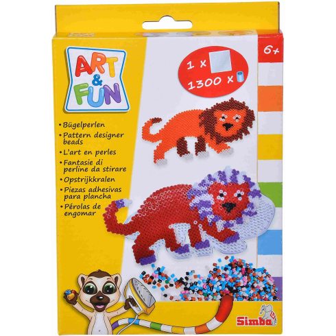 Simba Toys Art & Fun - 1300 darabos vasalható gyöngykészlet oroszlán alakú sablonnal