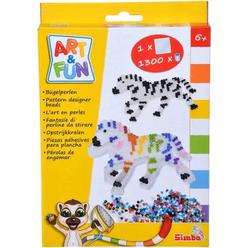   Simba Toys Art & Fun - 1300 darabos vasalható gyöngykészlet zebra alakú sablonnal