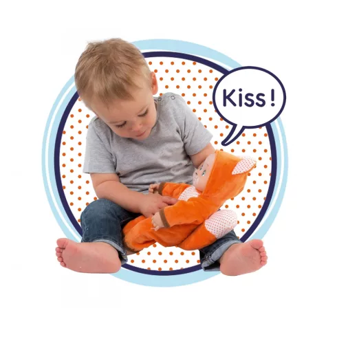 Smoby 210121 Minikiss, a puszit adó játékbaba rókás ruhában 30cm