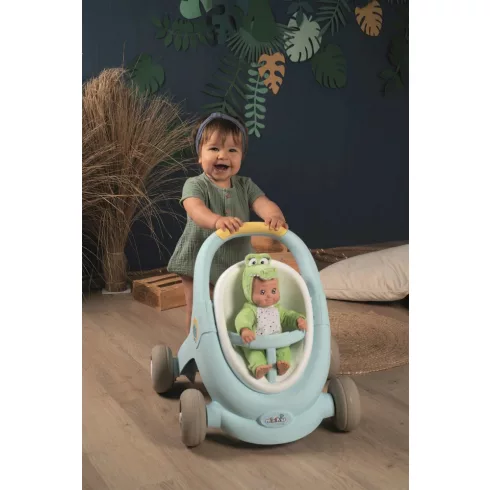 Smoby 210207 Minikiss 3 az 1-ben járássegítő, babakocsi és babaülőke