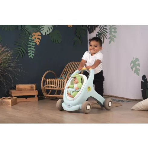 Smoby 210207 Minikiss 3 az 1-ben járássegítő, babakocsi és babaülőke