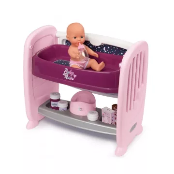   Smoby 220353 Baby Nurse 2 az 1-ben babaágy és pelenkázó 42cm-es játékbabával és kiegészítőkkel