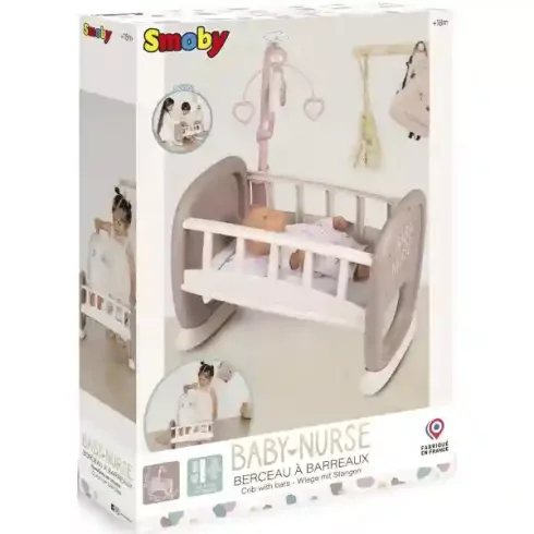 Smoby Baby Nurse bölcső kiságyforgóval játékbabáknak