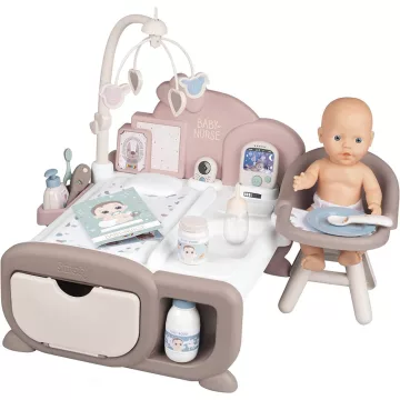   Smoby Baby Nurse babacenter pisilős játékbabával és elektronikus bébiőrrel