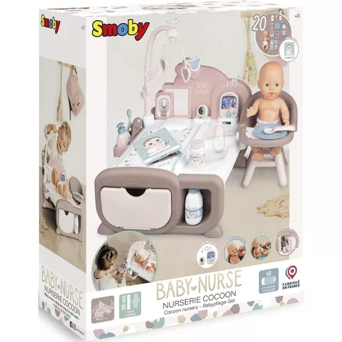 Smoby Baby Nurse babacenter pisilős játékbabával és elektronikus bébiőrrel
