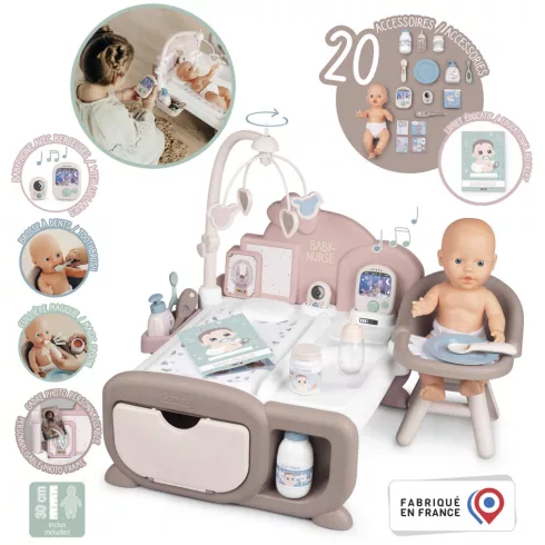 Smoby Baby Nurse babacenter pisilős játékbabával és elektronikus bébiőrrel