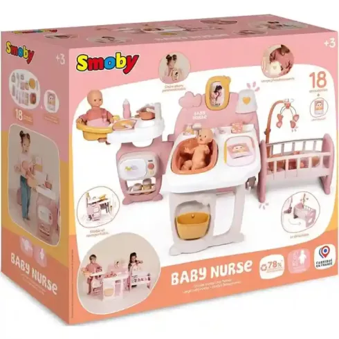Smoby Baby Nurse 3 az 1-ben nagy babacenter játékbabáknak