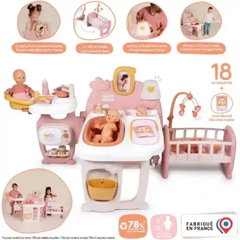 Smoby Baby Nurse 3 az 1-ben nagy babacenter játékbabáknak