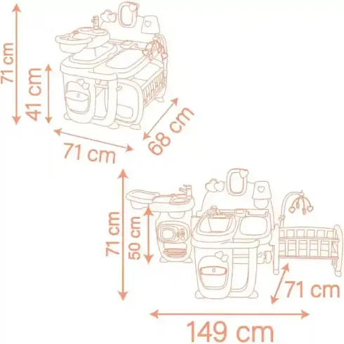 Smoby Baby Nurse 3 az 1-ben nagy babacenter játékbabáknak
