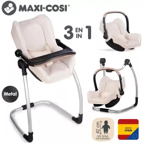 Smoby Maxi-Cosi 3 az 1-ben bézs fémvázas etetőszék játékbabáknak