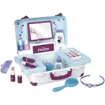   Smoby Jégvarázs hordozható smink készlet bőröndben gyerekeknek, Frozen, kozmetikai szett, Beauty Vanity