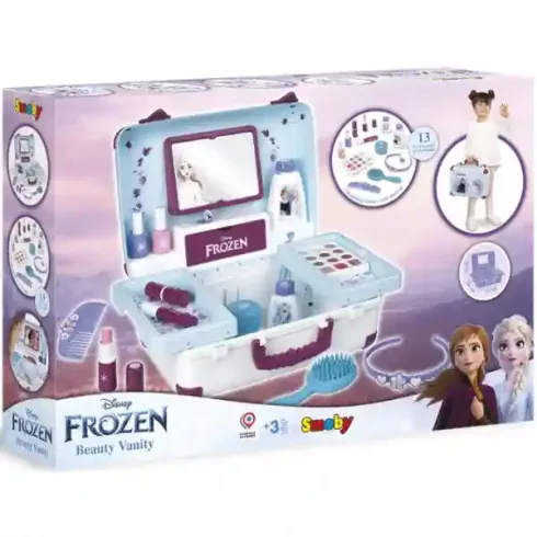 Smoby Jégvarázs hordozható smink készlet bőröndben gyerekeknek, Frozen, kozmetikai szett, Beauty Vanity