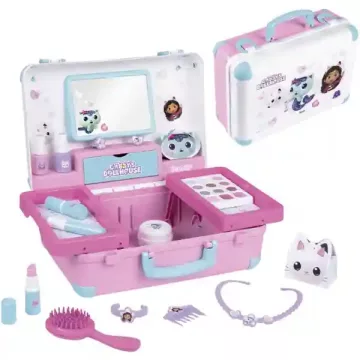   Smoby Gabi babaháza hordozható smink készlet bőröndben gyerekeknek, Gabby's Dollhouse, kozmetikai szett, Beauty Vanity