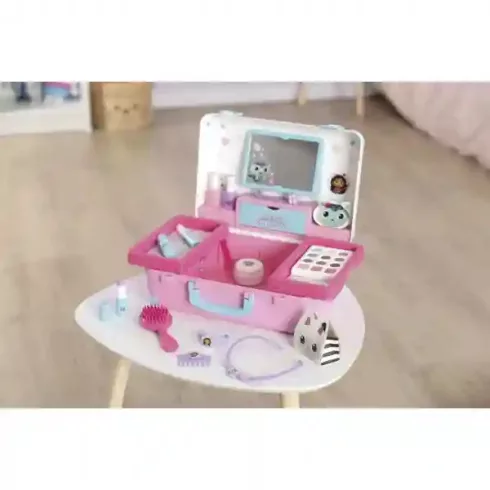 Smoby Gabi babaháza hordozható smink készlet bőröndben gyerekeknek, Gabby's Dollhouse, kozmetikai szett, Beauty Vanity