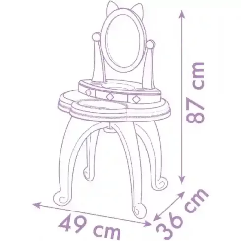 Smoby Gabi babaháza pipereasztal székkel, Gabby's Dollhouse, kozmetikai szett, asztal és szék