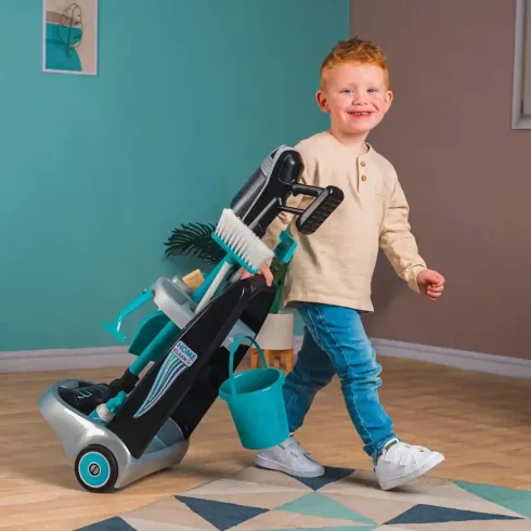 Smoby játék gurulós takarítókocsi álló porszívóval