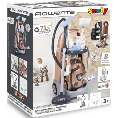 Smoby játék gurulós takarítókocsi interaktív porszívóval