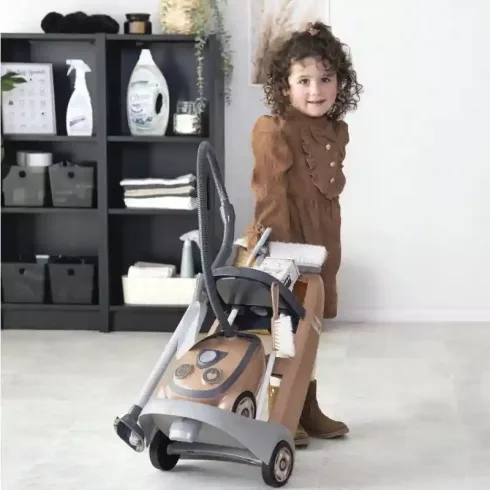 Smoby játék gurulós takarítókocsi interaktív porszívóval