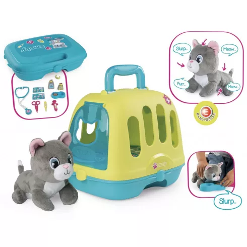 Smoby Állatorvosi játék készlet interaktív plüss cicával