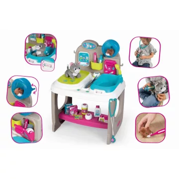   Smoby 340401 Állatorvosi rendelő plüss cicával és hörcsöggel