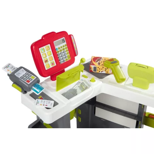Smoby 350213 Szupermarket pénztárgéppel, bevásárlókocsival és 42db kiegészítővel