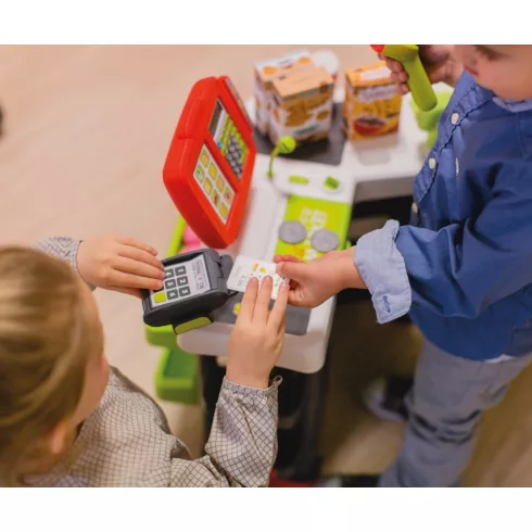 Smoby 350213 Szupermarket pénztárgéppel, bevásárlókocsival és 42db kiegészítővel