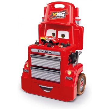   Smoby 360215 Verdák Mack gurulós szerelőműhely Villám McQueen versenyautóval