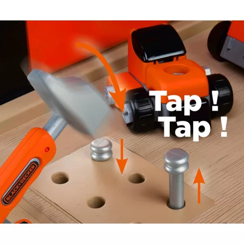 Smoby 360702 Black & Decker Bricolo Ultimate játék szerelőasztal fúrógéppel, körfűrésszel és 90db kiegészítővel