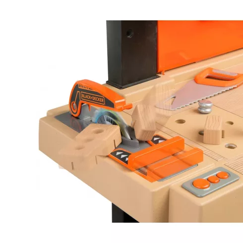 Smoby 360702 Black & Decker Bricolo Ultimate játék szerelőasztal fúrógéppel, körfűrésszel és 90db kiegészítővel