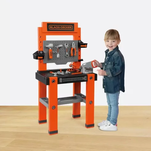 Smoby Black & Decker Bricolo One játék szerelőasztal 79db kiegészítővel