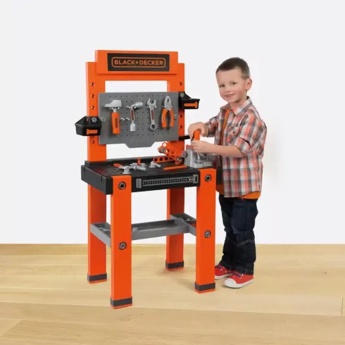 Smoby Black & Decker Bricolo One játék szerelőasztal 79db kiegészítővel