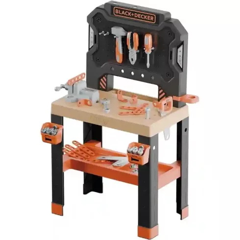 Smoby Black & Decker Bricolo játék szerelőasztal 78db kiegészítővel