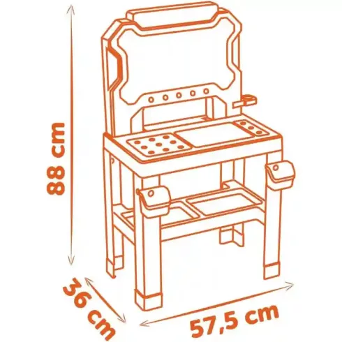 Smoby Black & Decker Bricolo játék szerelőasztal 78db kiegészítővel
