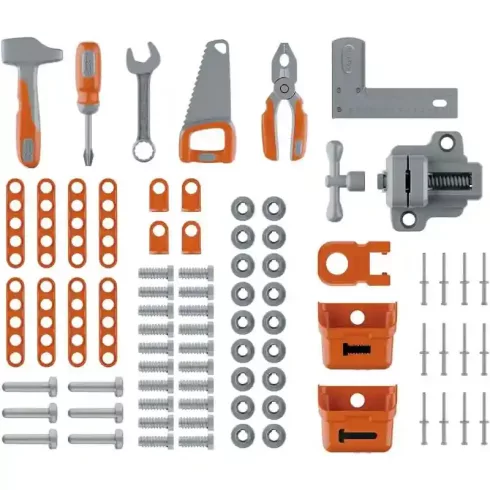 Smoby Black & Decker Bricolo játék szerelőasztal 78db kiegészítővel