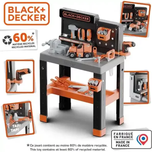 Smoby Black & Decker Bricolo Pro játék szerelőasztal 79db kiegészítővel