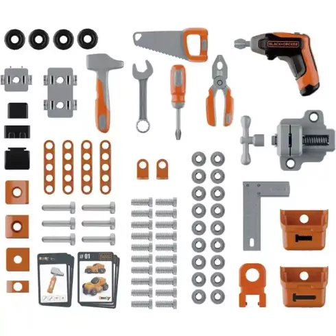 Smoby Black & Decker Bricolo Pro játék szerelőasztal 79db kiegészítővel