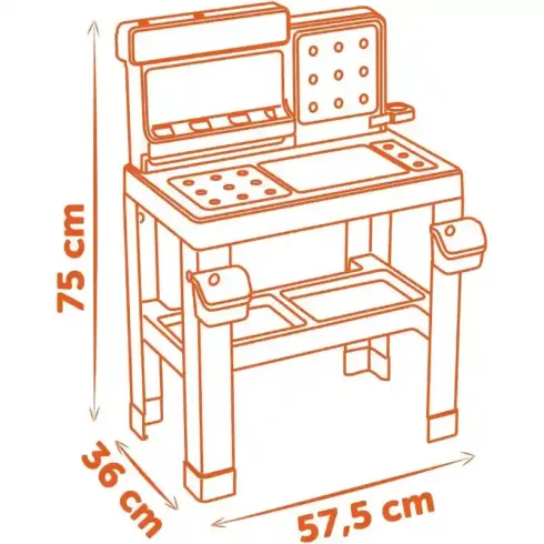 Smoby Black & Decker Bricolo Pro játék szerelőasztal 79db kiegészítővel