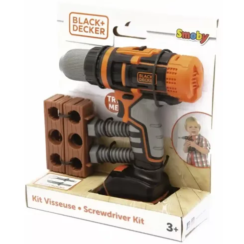 Smoby Black & Decker játék mechanikus fúrógép kiegészítőkkel