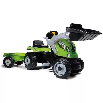   Smoby 710109 Farmer Max pedálos traktor utánfutóval és homlokrakodóval
