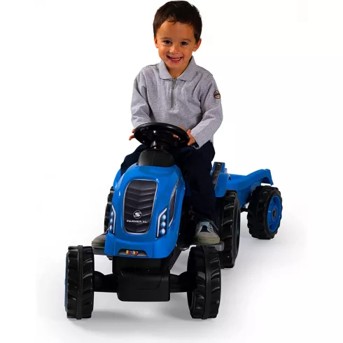 Smoby Farmer XL pedálos traktor utánfutóval - kék
