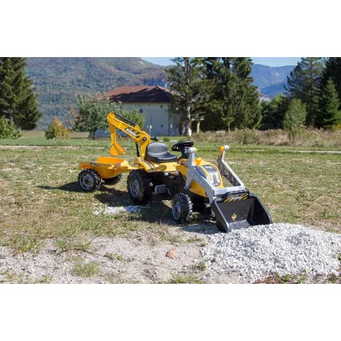 Smoby 710301 Builder Max pedálos traktor utánfutóval, homlokrakodóval és markolóval