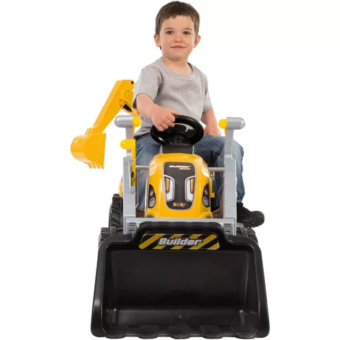 Smoby 710301 Builder Max pedálos traktor utánfutóval, homlokrakodóval és markolóval