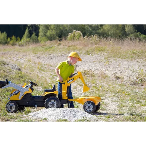 Smoby 710301 Builder Max pedálos traktor utánfutóval, homlokrakodóval és markolóval