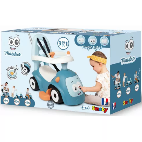 Smoby 720304 Maestro 3 az 1-ben bébitaxi, babakocsi és járássegítő