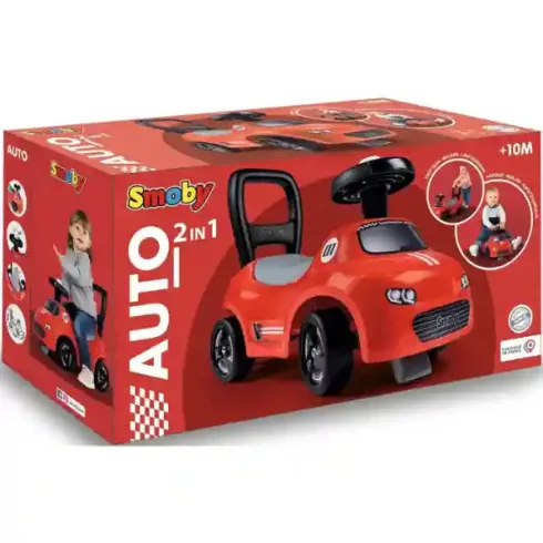Smoby 2 az 1-ben bébitaxi és járássegítő dudával, piros